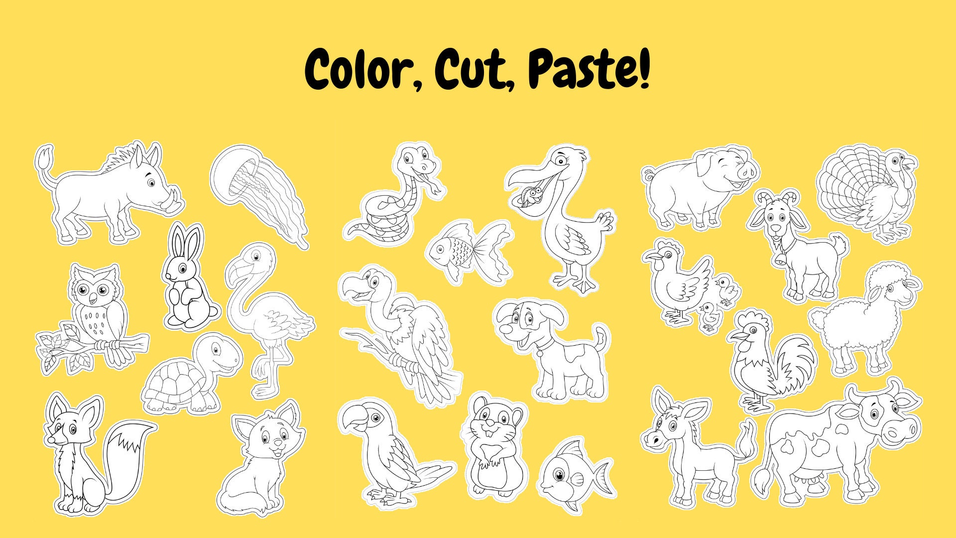 Cute Animals Stickers for Kids Coloring Stickers for Kids | Etsy