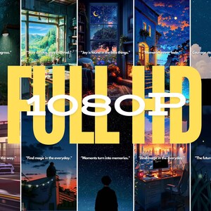 May include: A collage of images with inspirational quotes and the text "FULL HD 1080P" in yellow. The quotes include "Every step is progress", "Joy is found in the little things", "Moments never fade", "Courage starts with a single step", "Let your heart lead the way", "Find magic in the everyday", "Moments turn into memories", "Find magic in the everyday", and "The future is yours to create."