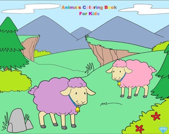 Libro para colorear de animales para niños, Páginas para colorear para niños, Páginas para colorear imprimibles, PDF, [Descarga instantánea]