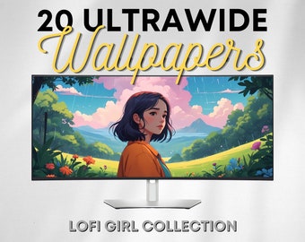 20 Fondos de pantalla ultraanchos Colección Lofi Girl 21:9 / Nubes estéticas de ensueño / Fondos de anime de atención plena y relajación / DESCARGA INSTANTÁNEA