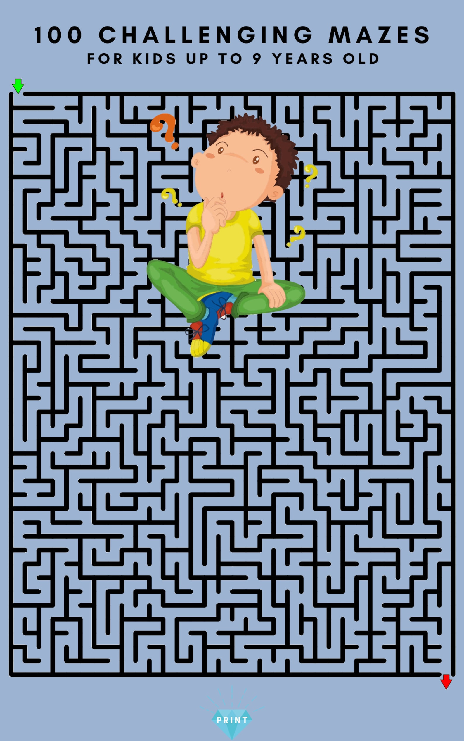 100 Challenging Mazes for Kids up to 9 Years Old, Printable Labyrinth ...