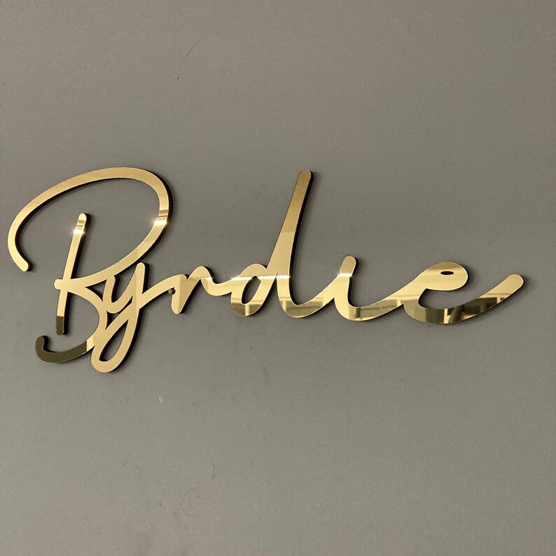 Mirror Gold Script Name Sign Baby Shower Acrylic Custom Etsy UK