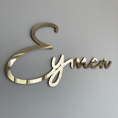Mirror Gold Name Sign Baby Shower Acrylic Custom Birthday Etsy