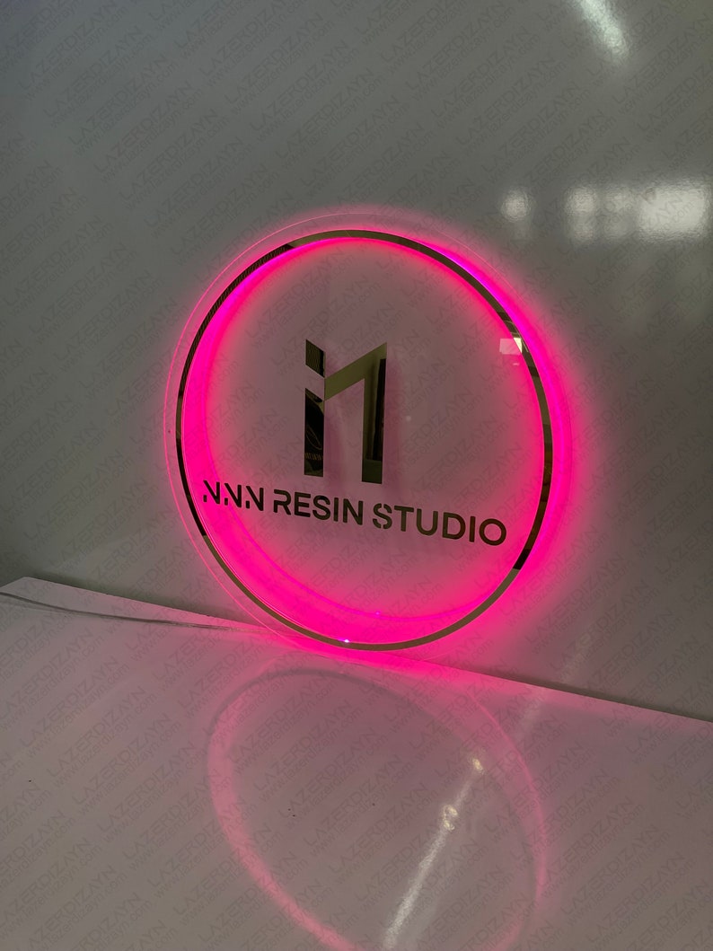 Round Business Neon Lights Mirror Logo Sign Acrylic Custom Etsy