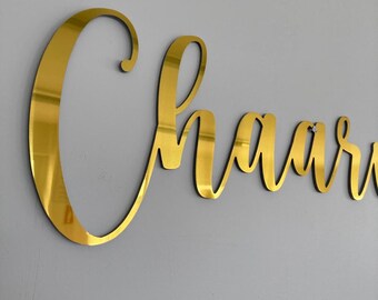 Custom mirror acrylic Name Sign, Choose Your Font - living room decor, party decoration, baby name sign, nursery decor, mirror gold sign