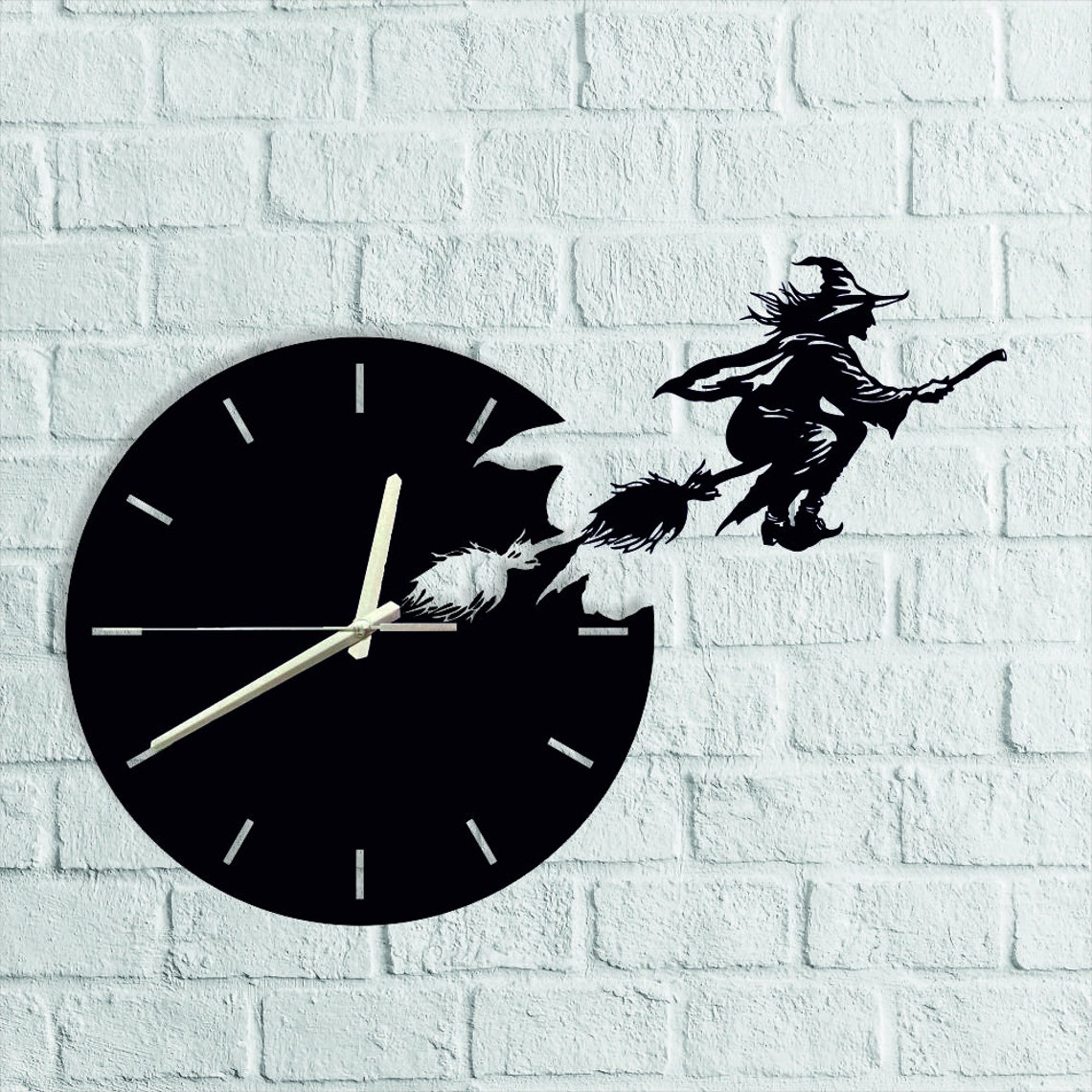 Witch Silhouette Matte Black Wooden Wall Clock 137 Inch - Etsy