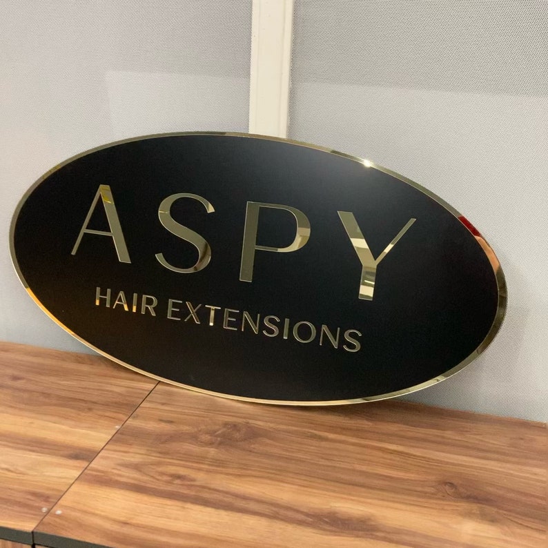 Business Mirror Logo Sign Acrylic Custom Logo Decoration Etsy