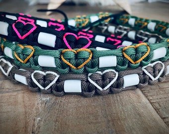 BoJaBu | EM ceramic tick collar made to measure in your desired color with hearts made of paracord | Tick necklace | Dog