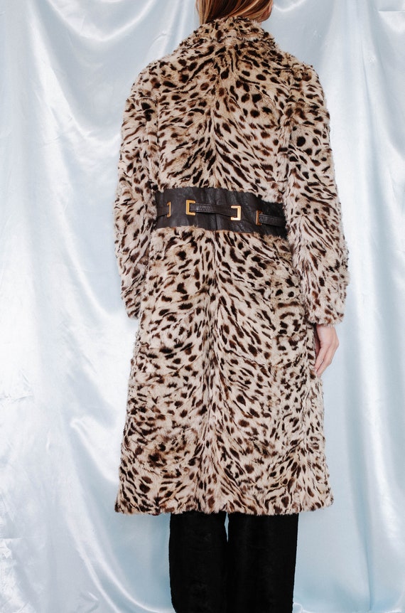 1970s Vintage Fur and Leather Coat ll Leopard Pri… - image 2