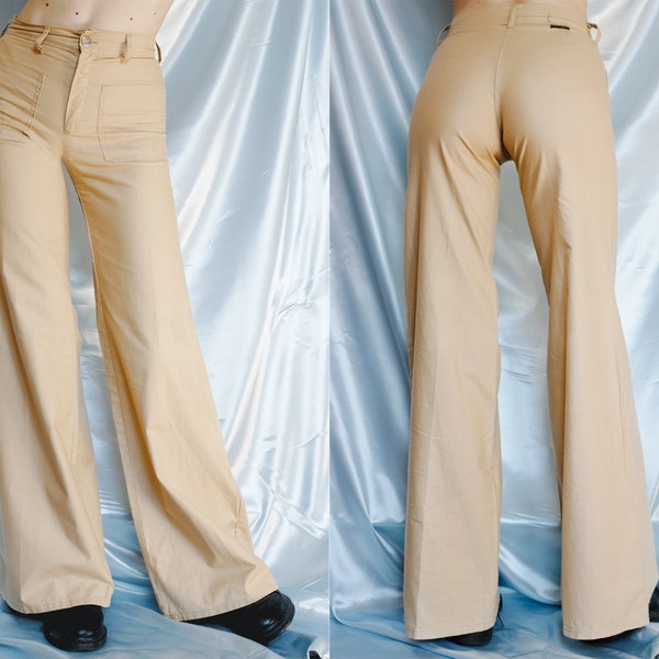 1970s Vintage flares trousers Wrangler beige 26 bell bottoms // seventies 70s flare 24 XS bootcut