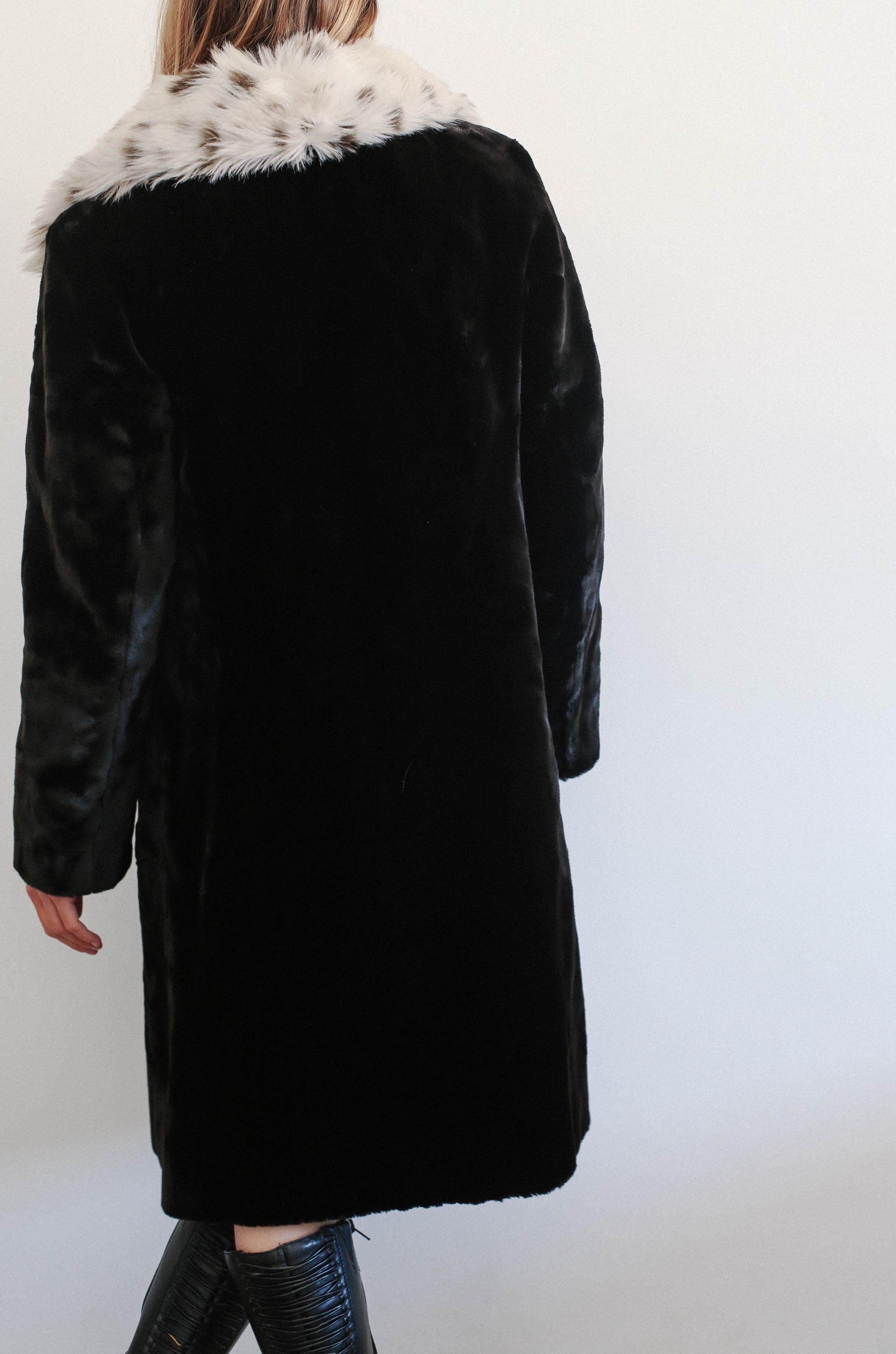 1970年代 ブラック フェイクファー コート ll サイズ M/L ll 