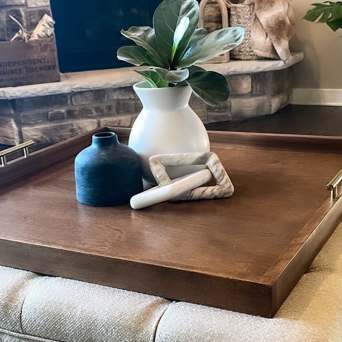 Oversized Ottoman Tray Solid Wood Tray Decorative Tray Etsy
