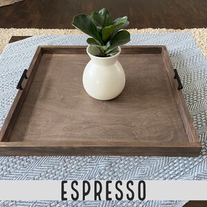 Oversized Ottoman Tray Solid wood tray Decorative Serving Espresso