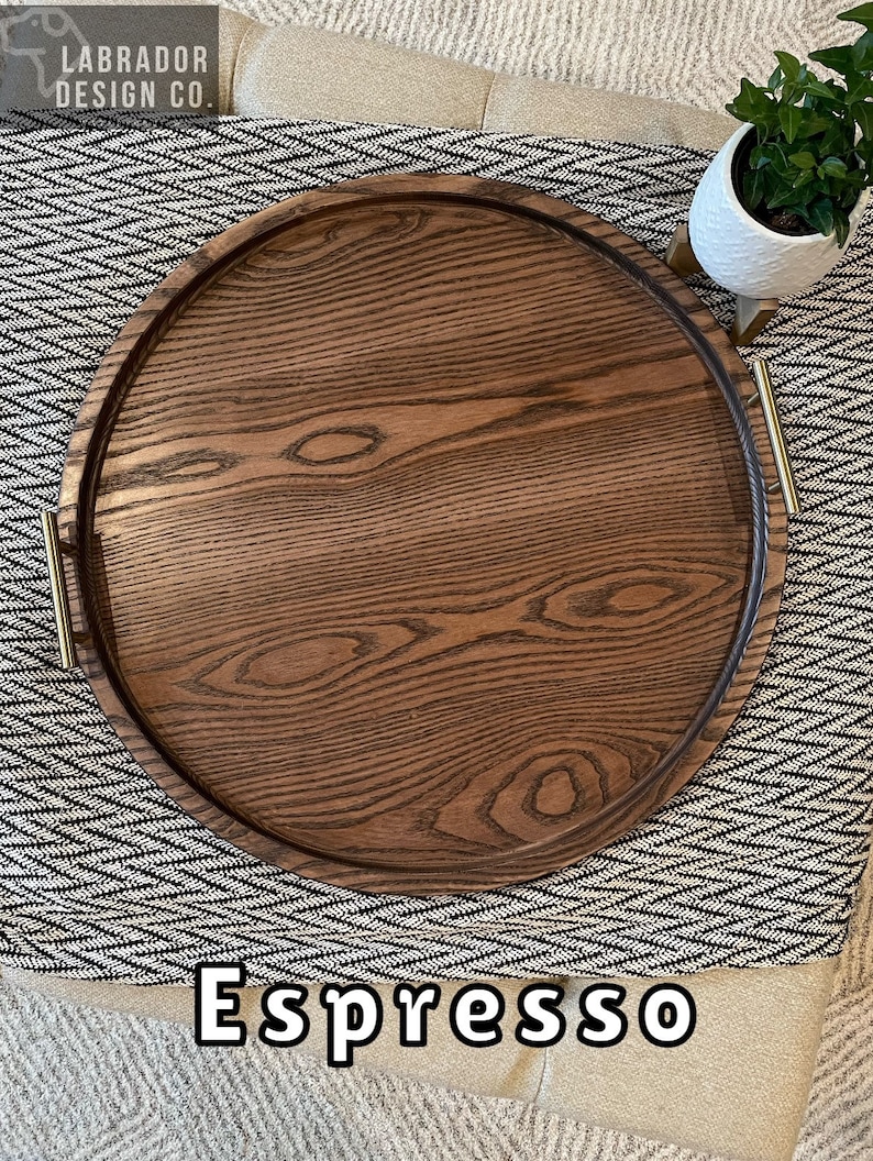 Oversized Round Ottoman Tray Hardwood Tray Serving Tray - Etsy