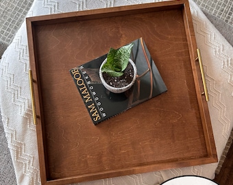 Handcrafted Hard Maple Ottoman Tray: Square or Rectangle with Handles