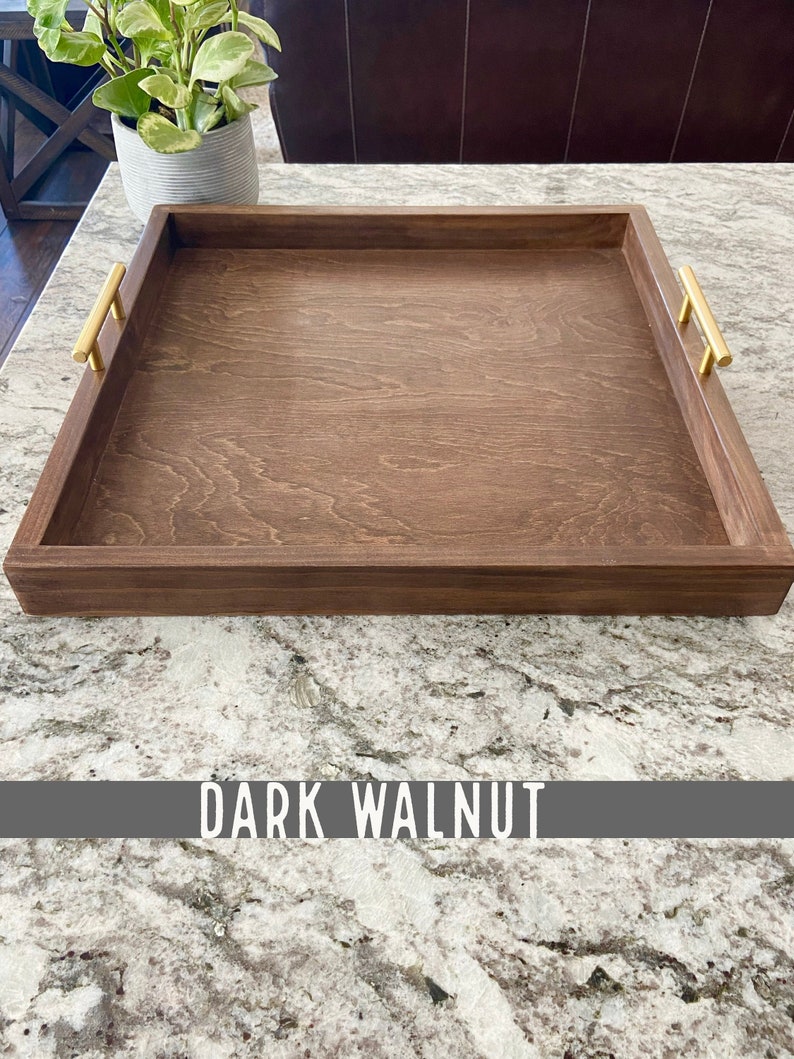 Bandeja otomana de gran tamaño, Bandeja de madera maciza, Decorativa, Bandeja de servicio, Pieza central Dark Walnut