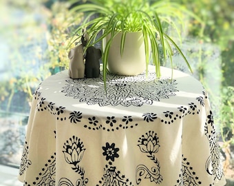 Botanical Tablecloth: Hand-Printed Turkish Cotton, 47'' Round