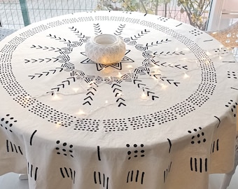 Geometric Turkish Tablecloth: Organic Cotton Sofa Throw (68'')