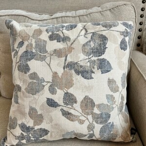 One Decorative Woven Cotton Linen Pillow Cover in Blue Sky Sage Sea foam Gray Home Decor Made in USA 18x18 20x20 22x22