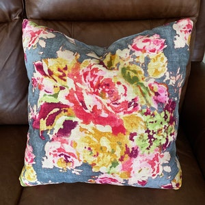 One Covington Charcoal Gray Venus Cotton Linen Decorative Pillow Cover Zipper Home Decor Made in USA 18x18 20x20 22x22