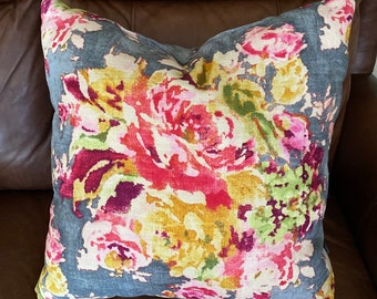 One Covington Charcoal Gray Venus Cotton Linen Decorative Pillow Cover Zipper Home Decor Made in USA 18x18 20x20 22x22