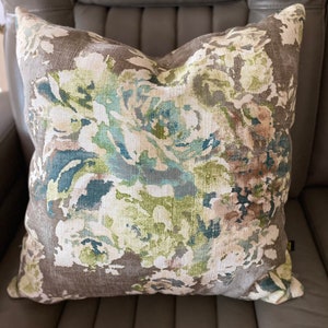 One Covington Pillow Cover Taupe Cindersmoke Venus Cotton Linen Decorative Pillow Cover Zipper Home Decor Made in USA 18x18 20x20 22x22