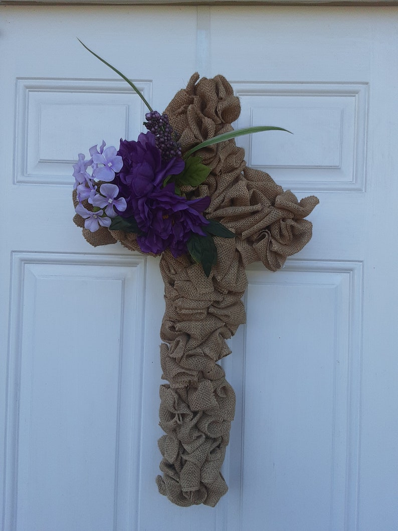 Burlap Cross Wreath image 1