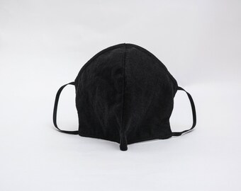 Schwarze Leinen Gesichtsmaske