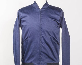 Navy Blazer Sateen Cotton Bomber Jacket