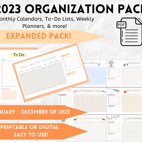 2023 Organisationspaket, Digital, iPad, Goodnotes, Notability, Notizblock, Monatliche Undatierte Kalender, To-Do-Liste, Wochenorganisator, Tagesplaner