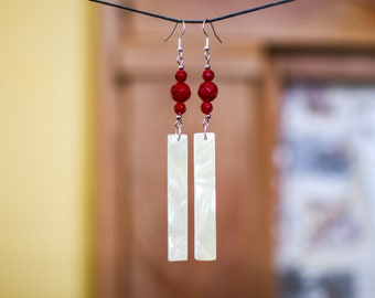 Accordion key earrings, upcycled mother of pearl, vintage, recycled piano, musician, music lover, music teacher gift