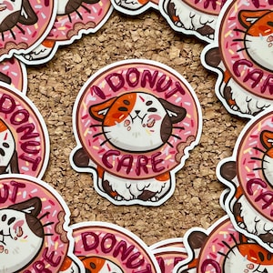Donut Katze - I donut care - Vinyl Aufkleber in 40x65mm