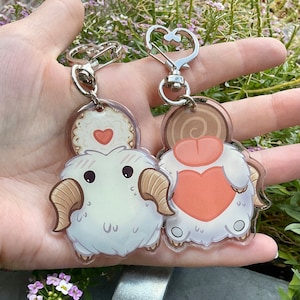 Poro an Porokeks mit Bauchseite - League of Legends - doppelseitig bedruckter Acryl Anhänger mit Epoxy Kuppel
