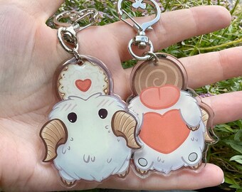 Poro on Porokeks with belly side - League of Legends - double-sided printed acrylic pendant with epoxy dome