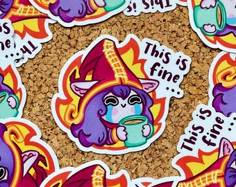 Support Lulu This is fine - League of Legends Vinyl Aufkleber 55x55mm