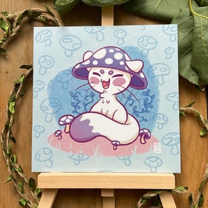 Kleine Pilz Katze Mini Poster 148x148 mm