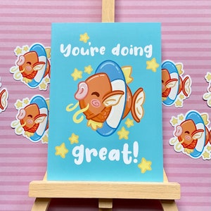 You are doing great! Karpfen mit Schwimmreifen Postkarte in A6