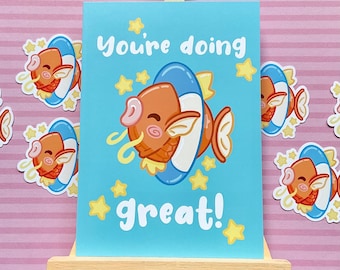 You are doing great! Karpfen mit Schwimmreifen Pokemon Postkarte in A6