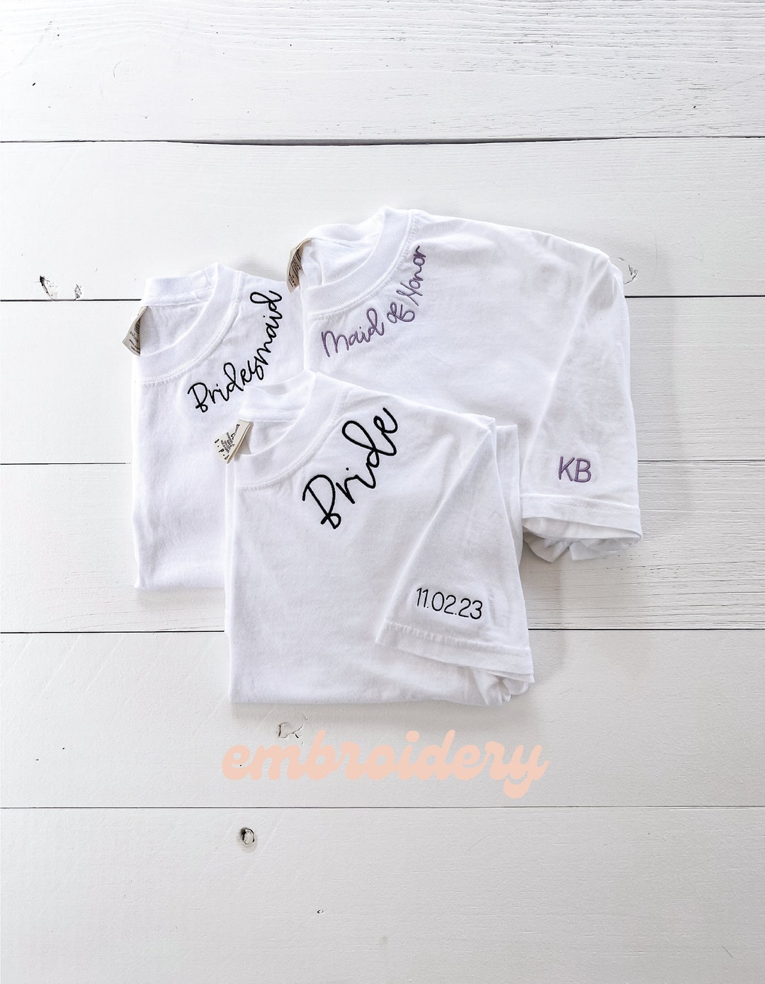 Custom Embroidered Tshirt for Bridal Party Customized Etsy