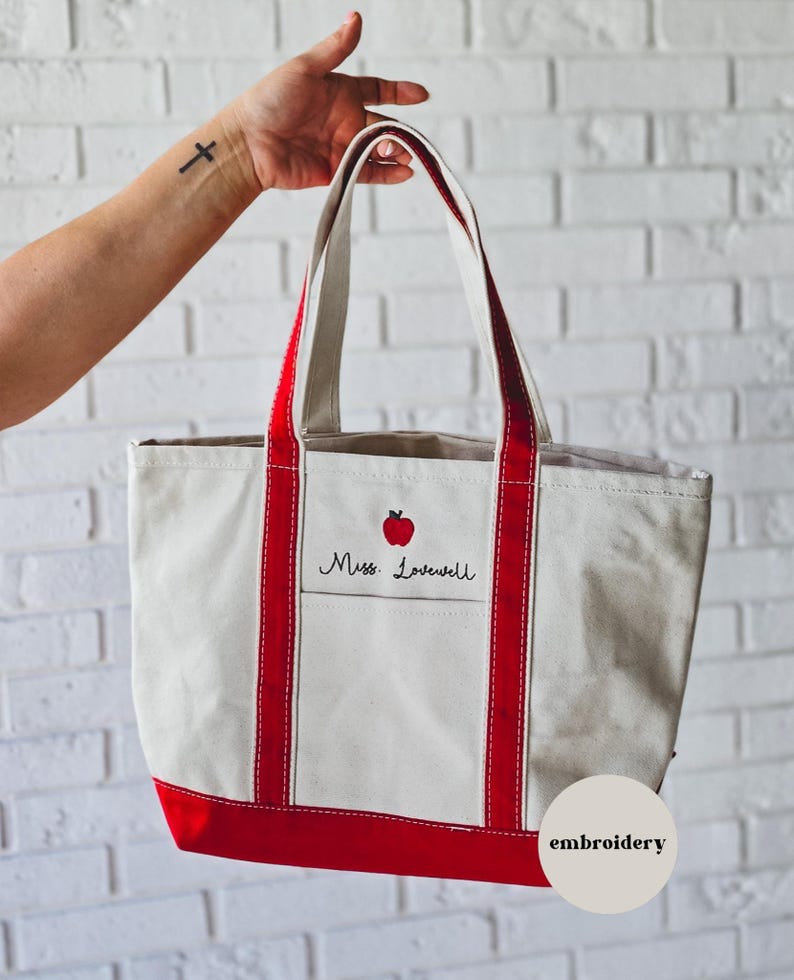 Personalized Teacher Tote Bag – Custom Embroidered Teacher Gift With ...