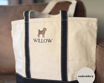 Bolso de lona personalizado con bordado de perro – Regalo personalizado con el nombre de la mascota – Bolso para amantes de los perros – Bolso personalizable para mamás perrunas – Idea de regalo para dueños de mascotas