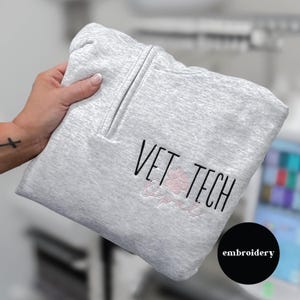 Veterinair Qtr-sweater met rits, dierenarts gepersonaliseerd cadeau pootafdruk Sweatshirt op maat