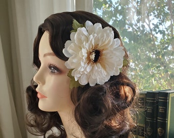 White Summer Fall Cosmo Hair Flower Rockabilly Wedding Bachelorette Hair Accessories Wedding Hair Clips Vintage Pinup 1940s 1950s 1960s