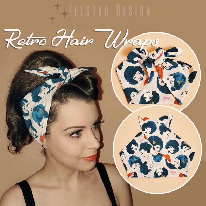 50s Hair Bandanna, Headband, Scarf, Flowers | 1950s Wigs     Retro HAIR WRAP PINUP Head Wrap Rockabilly Bandana Self Tie Headband Hair Tie 1940s 1950s 1960s Vintage Atomic Hair Accessories  AT vintagedancer.com