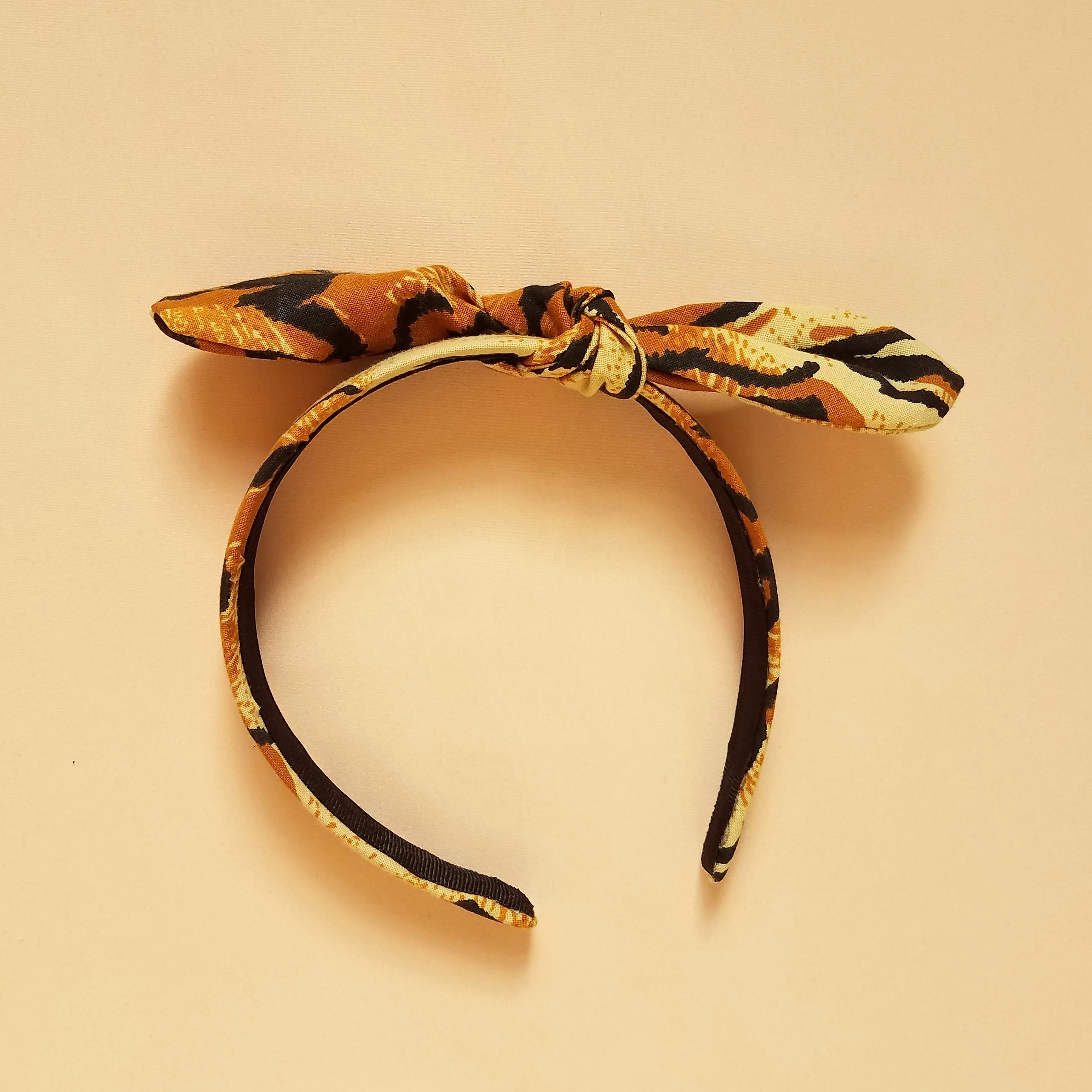 Retro Tiger HEADBAND ONLY Print Hard Headband with Bow Tie Etsy