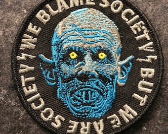 Nosferatu - We Blame Society Embroidered Iron-On patch.