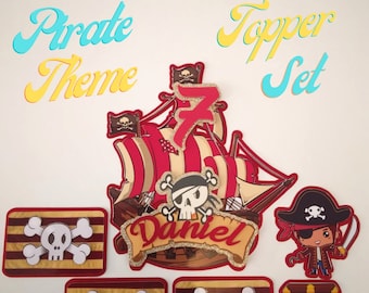 Cake topper Pirate ship topper 3d cake topper set