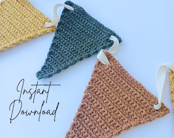 Crochet Bunting Pattern, Crochet Pattern, Nursery Decor, Party Banner Pattern, Party Decor, Bedroom Decor, Bedroom Bunting, Nursery Bunting