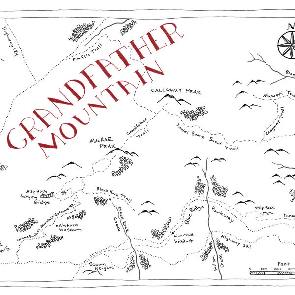 Grandfather Mountain State Park fantasy style map