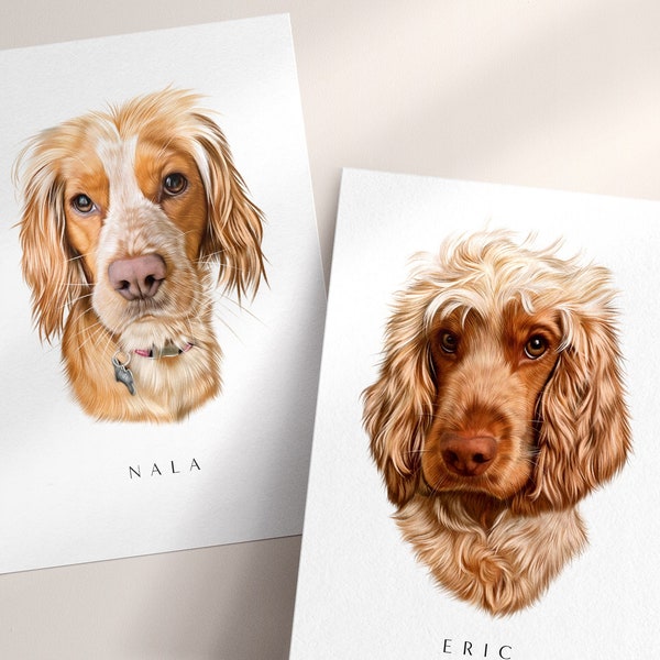 Hand Drawn Single Pet Portrait for ONE Pet, Pet Memorial, Gift for Pet Owners